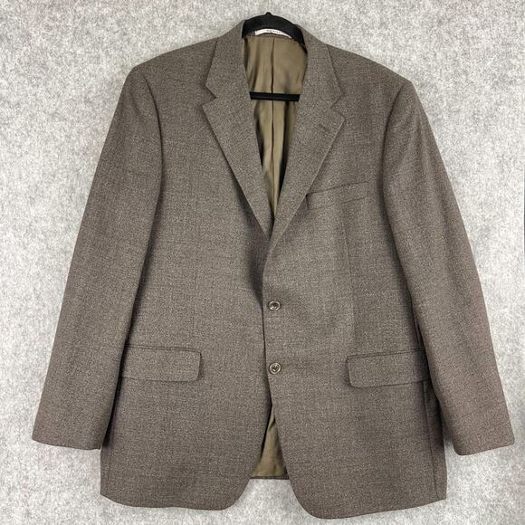 Hickey Freeman Blazer Sport Coat Mens 44R Brown Wool Hopsack 2 Button USA